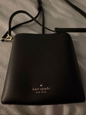 kate spade Black Pebbled Leather Crossbody with Gold Logo